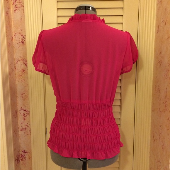 Fuchsia chiffon button up top - Picture 2 of 3